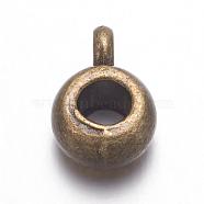 Tibetan Style Tube Bails, Loop Bails, Bail Beads, Cadmium Free & Lead Free, Antique Bronze, 9x6x4mm, Hole: 1.5mm, Inner Diameter: 3mm(WAB017H-AB-RS)