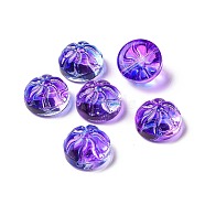 Transparent Spray Painted Glass Beads, Steamed Stuffed Bun Shape, Blue Violet, 12x8mm, Hole: 1.2mm(GLAA-I050-09C)