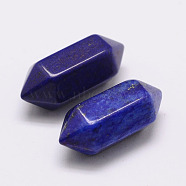 Dyed No Hole Natural Lapis Lazuli Double Terminated Point Beads, Healing Stones, Reiki Energy Balancing Meditation Therapy Wand, For Wire Wrapped Pendants Making, 20x9x9mm(G-K034-20mm-01)