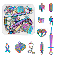 ARRICRAFT Alloy Pendants, Cadmium Free & Nickel Free & Lead Free, Hospital Theme Mixed Shapes, Rainbow Color, 19~61.5x8~22x2~5mm, Hole: 1.5~5mm, 10pcs/set, 2 sets(FIND-AR0002-66)