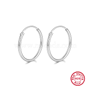 Rhodium Plated 925 Sterling Silver Huggie Hoop Earrings, Platinum, 14mm(HA9525-07)