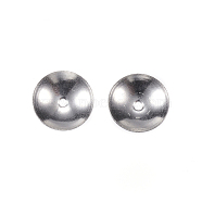 201 Stainless Steel Bead Caps, Round, Stainless Steel Color, 6x1.2mm, Hole: 0.5mm(STAS-F040-20C-P)