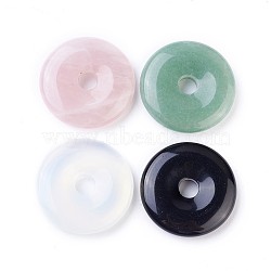 Natural & Synthetic Mixed Stone Pendants, Donut/Pi Disc, Donut Width: 12~12.5mm, 30~31x6~7mm, Hole: 6mm(G-F639-03)