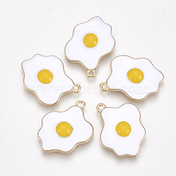 Alloy Pendants, with Enamel, Fried Egg/Poached Egg, Light Gold, White, 23.5x19x3.5mm, Hole: 1.5mm(X-PALLOY-S177-10)