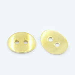 Brass Buttons, with 2 Holes, Oval, Golden, 14x11x2mm, Hole: 2mm(KK-E497-G)