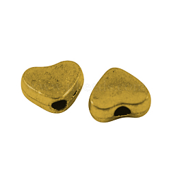 Alloy Beads, Cadmium Free & Lead Free, Heart, Antique Golden, 6x5x3mm, Hole: 1mm(PALLOY-6122-AG-RS)
