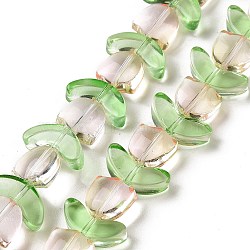 Transparent Glass Beads Strands, Tulip, Linen, 6.5~9x9~14x4~5.5mm, Hole: 1mm, about 29pcs/strand, 15.71 inch(39.9cm)(X-LAMP-H061-02A)