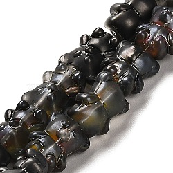 Electroplate Glass Beads Strands, Frosted, Bear, Black, 16x12x9mm, Hole: 1.2mm, about 45pcs/strand, 25.98''(66cm)(EGLA-Q127-01L)