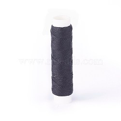 Round Waxed Polyester Twisted Cord, Micro Macrame Cord, for Leather Projects, Bookbinding, Black, 0.65mm, about 21.87 yards(20m)/roll(YC-L003-D-10)