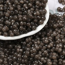 Transparent Colours Glass Seed Beads, Mushroom, Coffee, 5.5x4.5mm, Hole: 1mm, 4150pcs/pound(SEED-R001-01C)