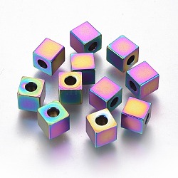 Ion Plating(IP) 304 Stainless Steel Beads, Cube, Rainbow Color, 6x6x6mm, Hole: 3mm(STAS-F225-02D-M)