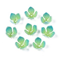 Plastic Beads, Flower, Light Green, 12~13.5x12~13x8mm, Hole: 1.2mm(KY-N015-049C)