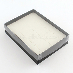 Rectangle Cardboard Jewelry Boxes, for Rings, Black, 127x93x32mm(CBOX-S008-05)