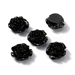 Opaque Resin Cabochons, Rose, Black, 18x19x7mm(CRES-WH0013-04C)