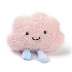 Cartoon Cloud Non Woven Fabric Brooch, PP Cotton Plush Doll Brooch for Backpack Clothes, Pink, 102x106x52mm(JEWB-Z001-11)