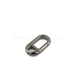 Alloy Spring Ring Clasps, Oval, Gunmetal, 33x17mm(PW-WGE185D-04)