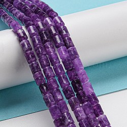 Natural White Jade Beads Strands, Column, Dyed & Heated, Purple, 5.6~6.3x4.2~4.6mm, Hole: 0.9mm, about 65pcs/strand, 14.96~15.12(38~38.4cm)(G-C084-A10-03)