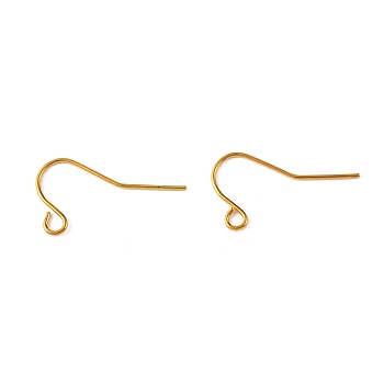 Iron Earring Hooks, Shepherd's Hook Ear Wire, Golden, 11mm, Hole: 2mm, Pin: 0.7mm