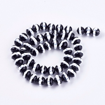 Handmade Bumpy Lampwork Beads Strands, Flower, Black, 12~13x8.5~9.5mm, Hole: 1~2mm, about 33pcs/strand, 13.2 inch