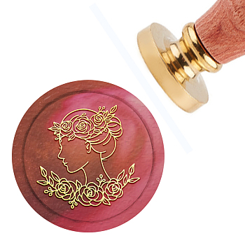 Brass Wax Seal Stamp with Handle, for DIY Scrapbooking, Women Pattern, 3.5x1.18 inch(8.9x3cm)