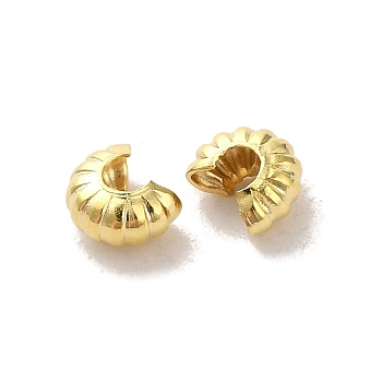 Brass Crimp Beads Covers, Real 24K Gold Plated, 4x2.5mm, Hole: 2.5mm