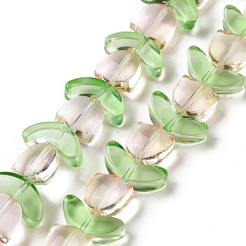 Transparent Glass Beads Strands, Tulip, Linen, 6.5~9x9~14x4~5.5mm, Hole: 1mm, about 29pcs/strand, 15.71 inch(39.9cm)