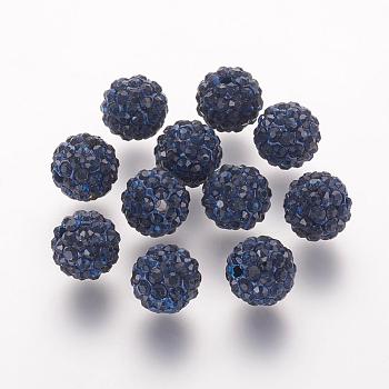 Polymer Clay Rhinestone Beads, Grade A, Round, Pave Disco Ball Beads, Montana, 8x7.5mm, Hole: 1mm