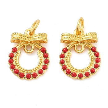 ABS Plastic Bead Alloy Pendants, with Jump Rings, Wreath, Golden, 19x14.5x4mm jump ring: 6x1mm, inner diameter: 4mm.