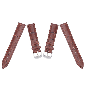 Gorgecraft Leather Watch Bands, with Stainless Steel Clasps, Saddle Brown, 87x20x2mm, 125x18x2mm