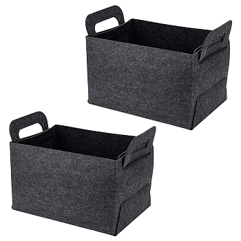 Foldable Felt Basket Storage Box, for Storing Home Towel, Toy, Books, Rectangle, Black, Finishde Product: 41x24x28cm
