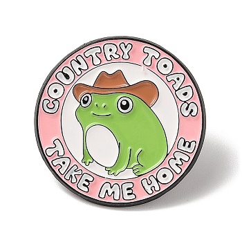 Flat Round Enamel Pins, Alloy Brooches for Backpack Clothes, Frog, 30.5x1.5mm