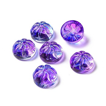 Transparent Spray Painted Glass Beads, Steamed Stuffed Bun Shape, Blue Violet, 12x8mm, Hole: 1.2mm