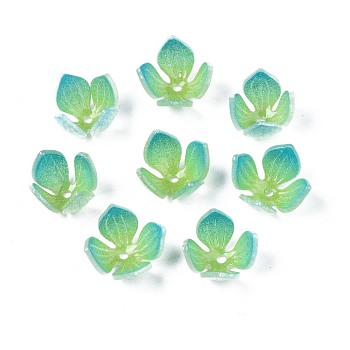 Plastic Beads, Flower, Light Green, 12~13.5x12~13x8mm, Hole: 1.2mm