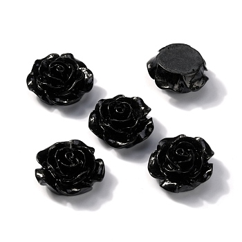 Opaque Resin Cabochons, Rose, Black, 18x19x7mm