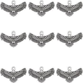 10Pcs 304 Stainless Steel Pendants, Tibetan Style, Eagle, Antique Silver, 13x25x2mm, Hole: 1.6mm