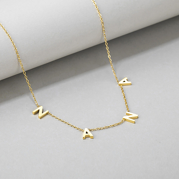 Fashionable Geometric Stainless Steel Letter Nana Pendant Necklace for Women's Daily Wear, Golden