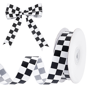 Polyester Grosgrain Ribbon, for Garment Accessories, Gift Decoration, Tartan, 1 inch(26mm), about 27.34 Yards(25m)/Roll