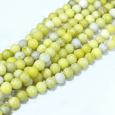 Naturelles jaune moutarde jaspe brins de perles(G-Q462-6mm-39)-2