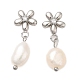 304 Boucles d'oreilles pendantes en forme de fleur en acier inoxydable avec strass(EJEW-M224-02P)-1