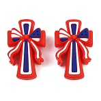 Silicone Beads, Focal Beads, Independence Day Theme, Red, Cross, 31.5x20x15mm, Hole: 2mm(SL-CBA56D7-01C)