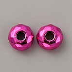 Resin European Beads, Large Hole Beads, Faceted, Rondelle, Fuchsia, 14.5~15x8mm, Hole: 5mm(RESI-TAC0002-79F)