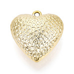 Textured Acrylic Pendants, Heart Charms, Gold, 41~41.5x40.5x21.5~22mm, Hole: 3mm(OACR-T030-34A)