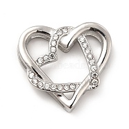 304 Stainless Steel Pendants, with Crystal Rhinestone, Heart Charms, Stainless Steel Color, 23x25x5mm, Hole: 7.5~9x2.3mm(STAS-K243-19P)