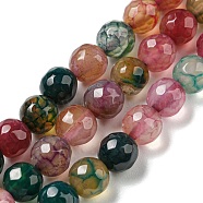 Natural Agate Beads Strands, Dyed & Heated, Round, Faceted, Colorful, 6mm, Hole: 1mm, about 62pcs/strand, 14.37~14.76 inch(36.5~37.5cm)(X-G-C082-A01-13)