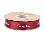 Polyester Grosgrain Ribbons, with Word Sweet Love, for Gifts Wrapping Party, FireBrick, 1 inch(25mm), 45m/Roll(SRIB-H039-A08)