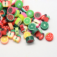Fruit Handmade Polymer Clay Beads, Mixed Color, 10~11x9~11x4~6mm, Hole: 1.5mm(X-CLAY-R069-01)
