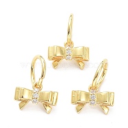 Brass Micro Pave Clear Cubic Zirconia Charms, with Jump Ring, Long-Lasting Plated, Bowknot, Real 18K Gold Plated, 9x13x4mm, Jump Ring: 10x1.2mm, 7.5mm Inner Diameter(ZIRC-L091-083G)