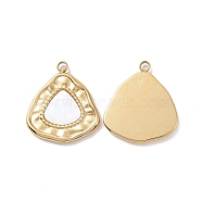 Natural White Shell Pendants, with Ion Plating(IP) 304 Stainless Steel Findings, Triangle Charm, Real 18K Gold Plated, 17.5x15x1.5mm, Hole: 1.5mm(STAS-J400-24G)