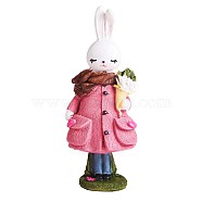 Resin Standing Rabbit Statue Bunny Sculpture Tabletop Rabbit Figurine for Lawn Garden Table Home Decoration ( Pink ), Pink, 66x140mm(JX083A)