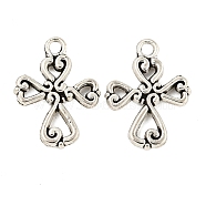 Tibetan Style Zinc Alloy Pendants, Lead Free & Cadmium Free, Cross, Antique Silver, 19x14x2mm, Hole: 1.8mm, about 555pcs/500g(TIBEP-R334-094AS-RS)